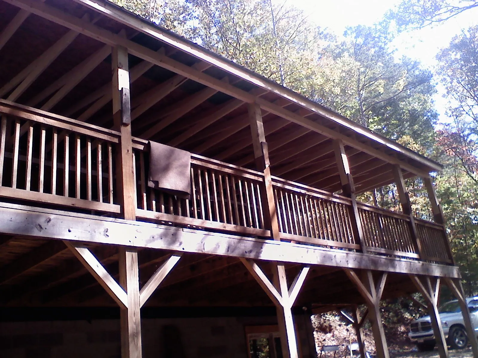 Timber framing under a new elevated porch and deck — Roof Leak Repair in Clemson by Roofing Brothers